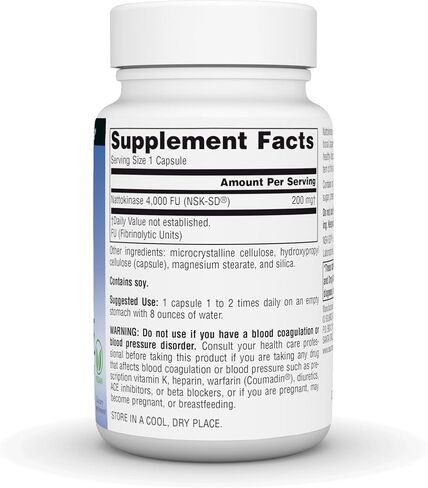 Source Naturals NSK-SD, Nattokinase, Vegetarian Friendly, Whole Body Systemic Enzyme for Healthy Circulation*, 200 mg - 60 Vegetarian Capsules in Saudi Arabia