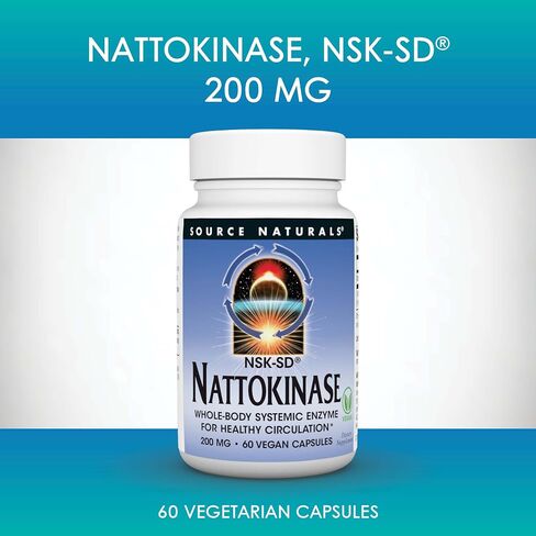 Source Naturals NSK-SD, Nattokinase, Vegetarian Friendly, Whole Body Systemic Enzyme for Healthy Circulation*, 200 mg - 60 Vegetarian Capsules in Saudi Arabia