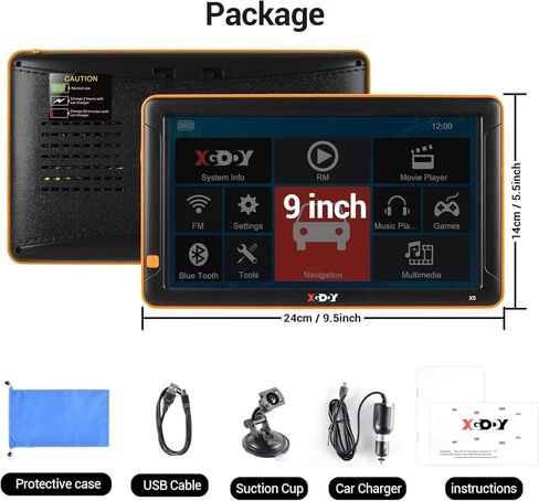 XGODY Truck GPS Navigation for car 9 inch Big Screen for Truck Drivers Navigation Bluetooth AV-in Lifetime North America Maps 3D & 2D Maps, 8GB, with Lifetime Free Map Update in Kuwait