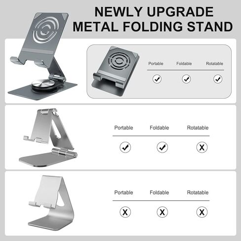 حامل هاتف محمول Miady للمكتب، حامل كمبيوتر لوحي دوار 360 درجة، حامل هاتف سميك قابل للتعديل متوافق مع جميع الهواتف المحمولة، iPhone 14 13 Pro Max Mini، iPad، الكمبيوتر اللوحي 4-11 بوصة in Kuwait