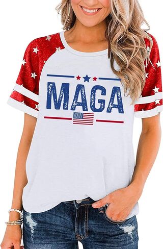 American Flag Shirt Women 4th of July Shirts USA Flag Graphic Patriotic Tshirt Raglan Color Block Tops in Saudi Arabia