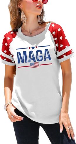 American Flag Shirt Women 4th of July Shirts USA Flag Graphic Patriotic Tshirt Raglan Color Block Tops in Saudi Arabia