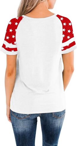 American Flag Shirt Women 4th of July Shirts USA Flag Graphic Patriotic Tshirt Raglan Color Block Tops in Saudi Arabia
