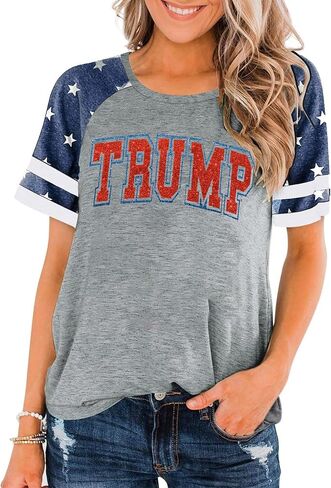 American Flag Shirt Women 4th of July Shirts USA Flag Graphic Patriotic Tshirt Raglan Color Block Tops in Saudi Arabia