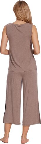 GYS Ladies Pajamas Sets, Capri Pajamas for Women Set, Bamboo Viscose Sleeveless Top and Capri Pants Pj Set Sleepwear in Saudi Arabia
