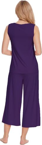 GYS Ladies Pajamas Sets, Capri Pajamas for Women Set, Bamboo Viscose Sleeveless Top and Capri Pants Pj Set Sleepwear in Saudi Arabia