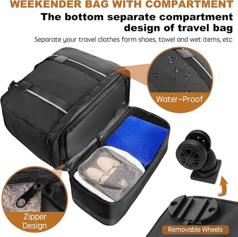 حقيبة سفر من القماش الخشن من ELDA مع عجلة قابلة للفصل وقابلة للتوسيع وقابلة للطي مع حجرة أحذية للرجال والنساء في عطلة نهاية الأسبوع in Kuwait