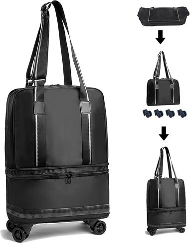 حقيبة سفر من القماش الخشن من ELDA مع عجلة قابلة للفصل وقابلة للتوسيع وقابلة للطي مع حجرة أحذية للرجال والنساء في عطلة نهاية الأسبوع in Kuwait