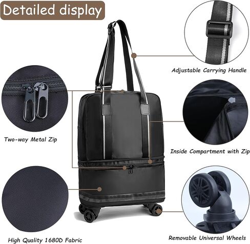 حقيبة سفر من القماش الخشن من ELDA مع عجلة قابلة للفصل وقابلة للتوسيع وقابلة للطي مع حجرة أحذية للرجال والنساء في عطلة نهاية الأسبوع in Kuwait