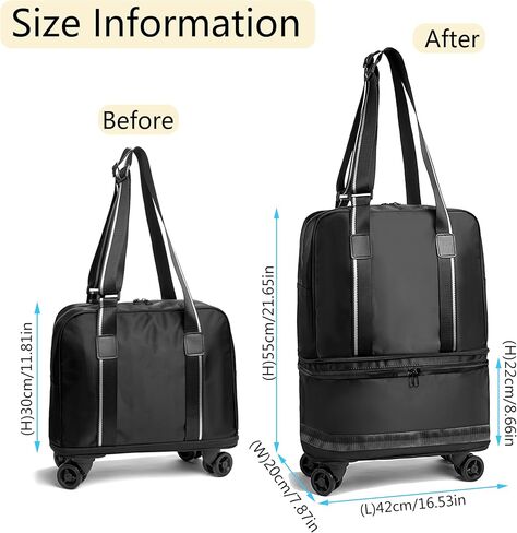 حقيبة سفر من القماش الخشن من ELDA مع عجلة قابلة للفصل وقابلة للتوسيع وقابلة للطي مع حجرة أحذية للرجال والنساء في عطلة نهاية الأسبوع in Kuwait