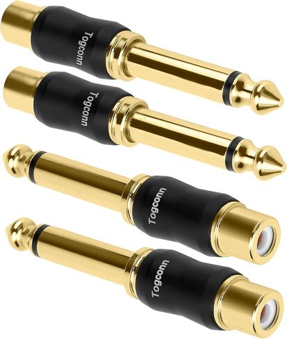 محول RCA إلى 1/4 بوصة 2 حزمة، 6.35 مم ربع بوصة TS مونو ذكر إلى RCA أنثى مقبس جاك، موصلات جيتار مطلية بالذهب، محول الصوت سلسلة عالية الجودة in Kuwait