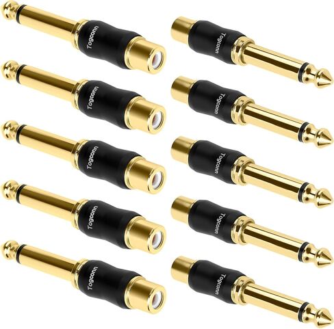 محول RCA إلى 1/4 بوصة 2 حزمة، 6.35 مم ربع بوصة TS مونو ذكر إلى RCA أنثى مقبس جاك، موصلات جيتار مطلية بالذهب، محول الصوت سلسلة عالية الجودة in Kuwait