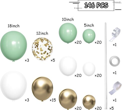Black Silver Balloons Garland Arch Kit, 146Pcs Latex Balloons Different Sizes 18 12 10 5 Inch for Party Decorations, Wedding Backdrop, Birthday, Graduation in Saudi Arabia