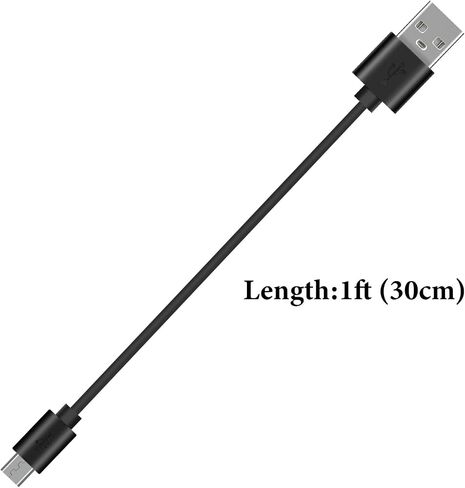 كابل شاحن قصير لسماعات الأذن الرياضية USB من Geekria متوافق مع Jabra Sport Pulse، Elite 65e، Halo Fusion، شاحن Halo الذكي، سلك شحن طاقة بديل USB إلى Micro-USB (1 قدم/30 سم) in Kuwait