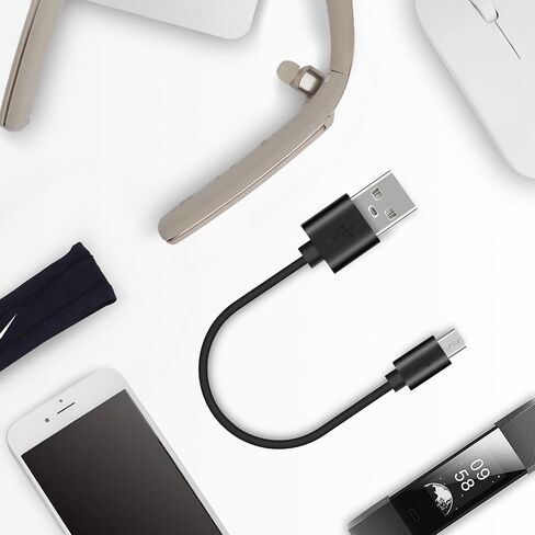 كابل شاحن قصير لسماعات الأذن الرياضية USB من Geekria متوافق مع Jabra Sport Pulse، Elite 65e، Halo Fusion، شاحن Halo الذكي، سلك شحن طاقة بديل USB إلى Micro-USB (1 قدم/30 سم) in Kuwait
