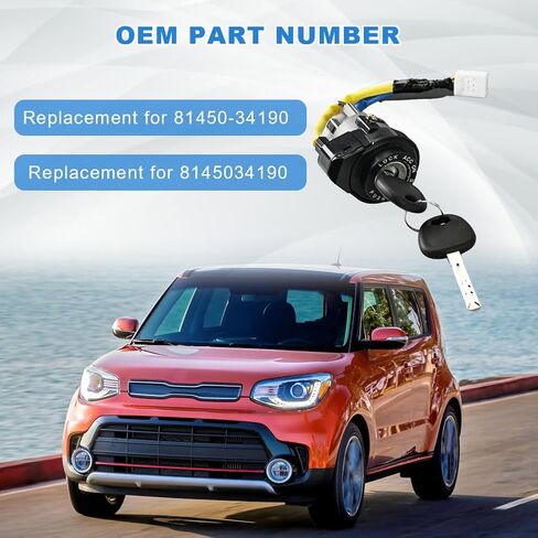 WMPHE Ignition Switch Lock Cylinder Replacement for 81450-34190 8145034190 Compatible with Kia Soul 1.6L 2.0L 2014 2015 2016 2017 2018 2019 Ignition Lock Cylinder with 2 Keys in Saudi Arabia