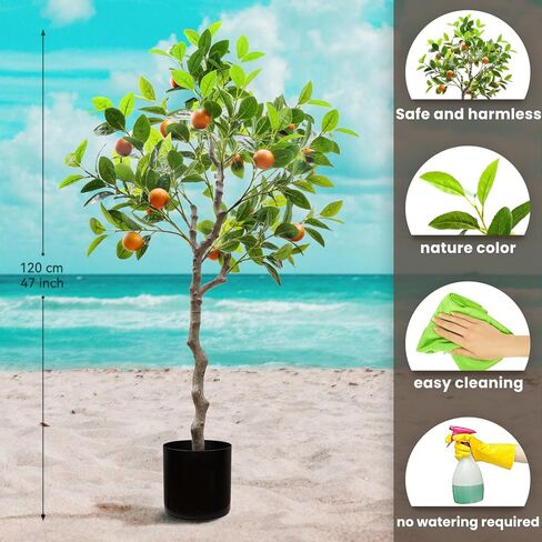 Gresorth 4Feet Artificial Lemon Tree Decoration Fake Plants with Fruits for Home House Table Office Garden Indoor Outdoor Plastic Pot Realistic Leaves in Saudi Arabia