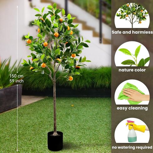 Gresorth 4Feet Artificial Lemon Tree Decoration Fake Plants with Fruits for Home House Table Office Garden Indoor Outdoor Plastic Pot Realistic Leaves in Saudi Arabia