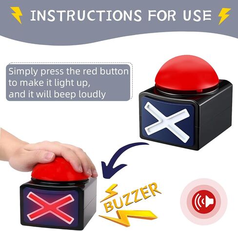 لعبة BOSKEY لعبة الإجابة على الطنان مع الأضواء والصوت، لعبة Snatch Buzzer Trivia Quiz Got Talent Buzzer، لعبة العداء العائلي مع صفارة للفصل الدراسي (أحمر) in Kuwait