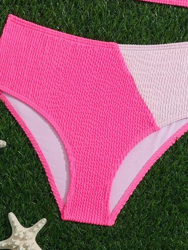 Milumia Girl's 2 Piece Color Block Swimsuits Cut Out Smocked Bikini Sets Cute Swimwear in Saudi Arabia