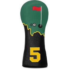 Fairway Wood Head Covers Golf Headcovers Golf Club Head Covers 5 Wood Headcover Black Leather Golf Accessories for Women Men Cartoon Golf Club Covers in Kuwait