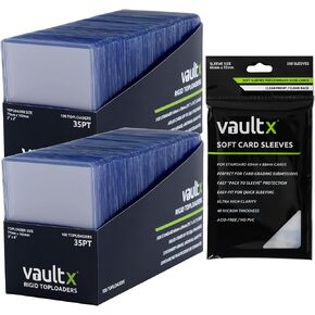 Vault X (400 Pack) - 200 Toploaders 35pt & 200 Penny Sleeves - 3" x 4" Rigid Card Holders + Soft Sleeves for Trading Cards in Saudi Arabia