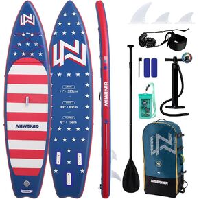 FunWater Nawakar قابل للنفخ SUP 11'x33 x6 لوح مجداف واقف مع تصميم ذيل السنونو، في كل مكان للبالغين / الشباب، لوح تجديف واسع وثابت مع ملحقات كاملة in Kuwait