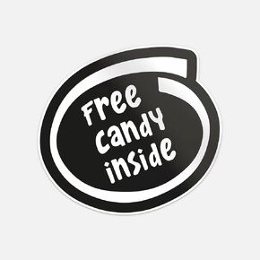Free Candy Inside Funny Car Bumper Vinyl Sticker Decal in Saudi Arabia