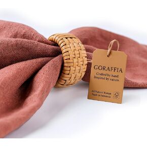 Rattan Napkin Rings Set of 12, Made in Indonesia, Handwoven 1.5" Rustic Wicker Holders for Table Decor, Boho & Spring Style, Eco-Friendly Wedding or Dinner Accessories (Natural Honey) in Kuwait