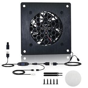 80mm Thermostat-Controlled Cabinet Cooling Fan – 5V/12V Dual Voltage, 10-Speed Adjustable, Ultra-Quiet – for Server Racks,AV Cabinets,RVs& Greenhouses in Saudi Arabia