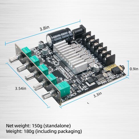 لوحة مضخم صوت بلوتوث، ZY-2.1 2.1CH 50 واط × 2 + 100 واط مضخم صوت مع تحكم ثلاثي وباس، بلوتوث 5.1 ومدخل AUX، مضخم صوت رقمي ستيريو لمكبرات الصوت المنزلية ذاتية الصنع in Kuwait