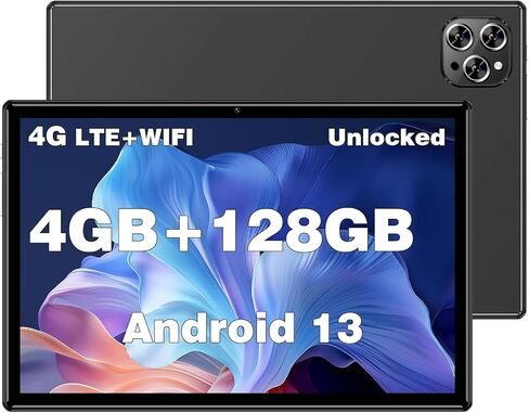 Android 13 Tablets with SIM Card Slot, 10.1 Inch Large Tablet, Cellular Tablets with Case, 4G LTE Tablet Makes Calls, 6GB+128GB 5G WiFi GPS, BT5.0, 6000mAh in Saudi Arabia