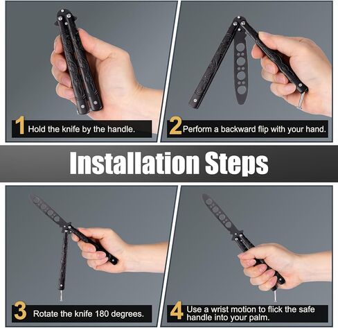 Little World Butterfly Training Accessories - 3-Pack Beginner Unsharpened Steel Folding Practice Tool with Maintenance Kit for Safe Flipping Tricks in Kuwait