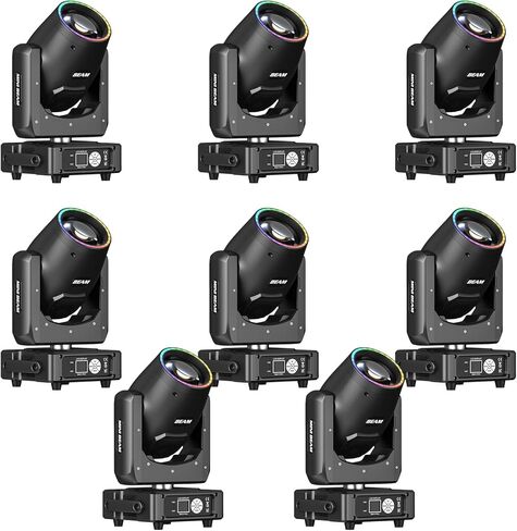 2Pack 230W 7R Beam Moving Head Lights with Flight Case 14Gobos 14 Colors Prisms/Wash/Beam/Frost/Rainbow Stage Effect Spotlights 48-Facet Prism 2.3° Beam Angle 18CH DMX512 Sound Activated Lights in Kuwait