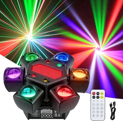 ضوء DJ برأس متحرك، ضوء حفلات RGBW بقدرة 150 وات مع 6 أذرع - ضوء مسرح LED 4 في 1 RGBW، DMX512 / تشغيل الصوت / التحكم عن بعد، دوران 540 درجة، للدي جي، الديسكو، الحفلات، البار، الزفاف in Saudi Arabia