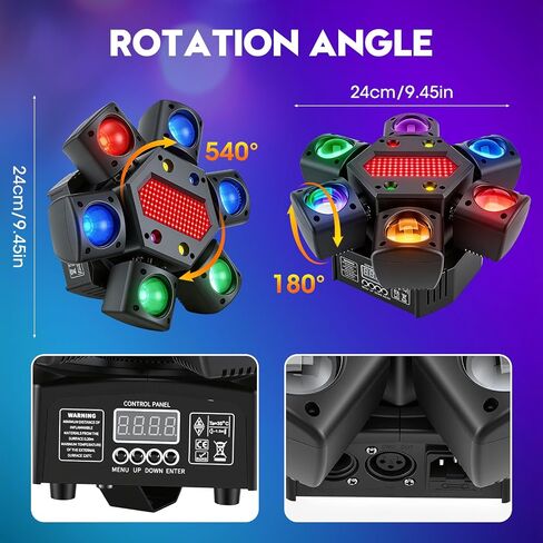 ضوء DJ برأس متحرك، ضوء حفلات RGBW بقدرة 150 وات مع 6 أذرع - ضوء مسرح LED 4 في 1 RGBW، DMX512 / تشغيل الصوت / التحكم عن بعد، دوران 540 درجة، للدي جي، الديسكو، الحفلات، البار، الزفاف in Saudi Arabia