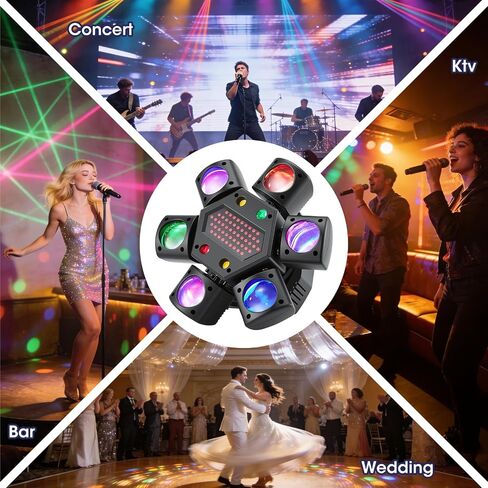 ضوء DJ برأس متحرك، ضوء حفلات RGBW بقدرة 150 وات مع 6 أذرع - ضوء مسرح LED 4 في 1 RGBW، DMX512 / تشغيل الصوت / التحكم عن بعد، دوران 540 درجة، للدي جي، الديسكو، الحفلات، البار، الزفاف in Saudi Arabia