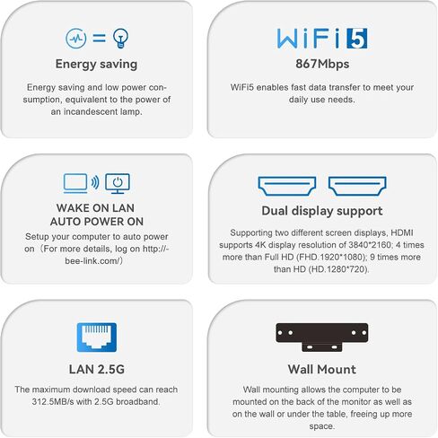 Beelink Mini S12 8GB RAM 480 GB SSD Mini PC – Intel N95, Dual 4K HDMI, 2.5Gbps Ethernet, Wi-Fi 5 & BT4.2, Windows 11 Home Compact Desktop Computer in Kuwait