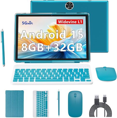 Android 14 Tablets 10 Int ، 2 in 1 tablet مع حالة لوحة المفاتيح ، 8 جيجا بايت+64 جيجابايت من ROM/1TB ، شاشة اللمسات الرباعية ، HD CAREMA ، ألعاب ، WI-FI ، BT ، Google GMS Black in Kuwait