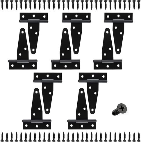 10 Pcs 3 Inch Strap Hinges, Shed Door Gate Hinges T Strap Fence Gate Hingess, Black Heavy Duty Barn Door Hinges for Gates, Barn Doors, Shed Doors, Outdoor, Wooden Fences Tee Hinge Hardware in Kuwait