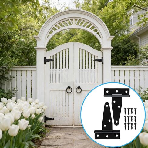 10 Pcs 3 Inch Strap Hinges, Shed Door Gate Hinges T Strap Fence Gate Hingess, Black Heavy Duty Barn Door Hinges for Gates, Barn Doors, Shed Doors, Outdoor, Wooden Fences Tee Hinge Hardware in Kuwait