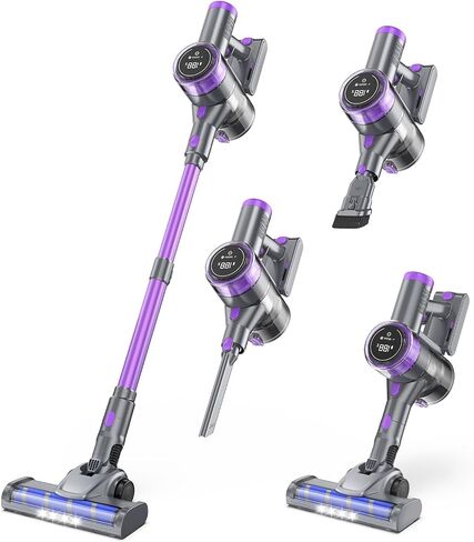 Cordless Vacuum Cleaner, 450W 45KPa 50 Mins Stick Vacuum Cordless Rechargeable with Self-Standing, Touch Screen, 1.8L Dust Cup, Anti-tangle Vacuum Cleaners for Home, Pet Hair, Hardwood Floor, Carpet in Saudi Arabia