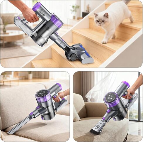 Cordless Vacuum Cleaner, 450W 45KPa 50 Mins Stick Vacuum Cordless Rechargeable with Self-Standing, Touch Screen, 1.8L Dust Cup, Anti-tangle Vacuum Cleaners for Home, Pet Hair, Hardwood Floor, Carpet in Saudi Arabia