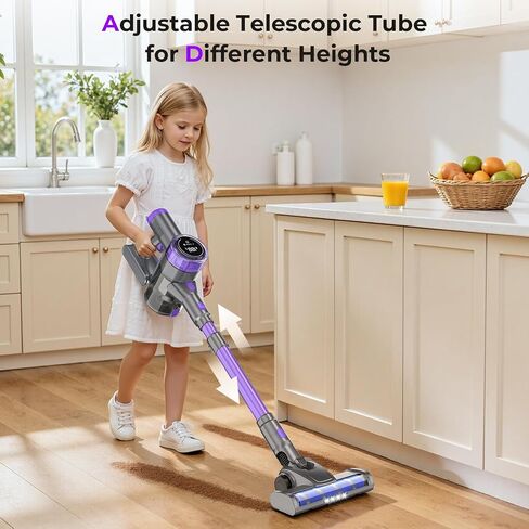 Cordless Vacuum Cleaner, 450W 45KPa 50 Mins Stick Vacuum Cordless Rechargeable with Self-Standing, Touch Screen, 1.8L Dust Cup, Anti-tangle Vacuum Cleaners for Home, Pet Hair, Hardwood Floor, Carpet in Saudi Arabia