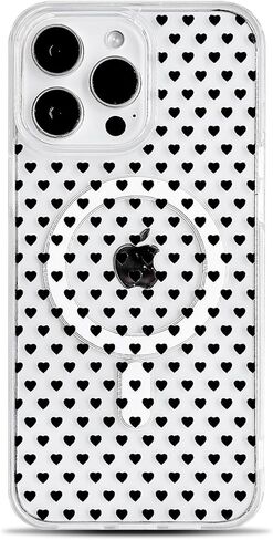 NITITOP Compatible with iPhone 13/14 Case Cute Clear Magnetic Compatible with MagSafe Love Hearts for Women Girls Soft TPU Hard PC Back Shockproof Protective Cover - White Heart in Saudi Arabia