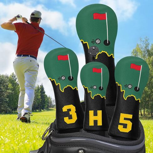 أغطية رأس خشبية من Fairway أغطية رأس لنادي الجولف أغطية رأس لنادي الجولف 5 أغطية رأس خشبية من الجلد الأسود ملحقات الجولف للنساء والرجال أغطية نادي الجولف الكرتونية in Kuwait