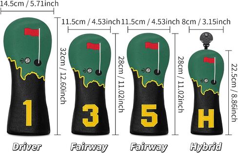 أغطية رأس خشبية من Fairway أغطية رأس لنادي الجولف أغطية رأس لنادي الجولف 5 أغطية رأس خشبية من الجلد الأسود ملحقات الجولف للنساء والرجال أغطية نادي الجولف الكرتونية in Kuwait