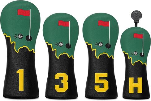أغطية رأس خشبية من Fairway أغطية رأس لنادي الجولف أغطية رأس لنادي الجولف 5 أغطية رأس خشبية من الجلد الأسود ملحقات الجولف للنساء والرجال أغطية نادي الجولف الكرتونية in Kuwait