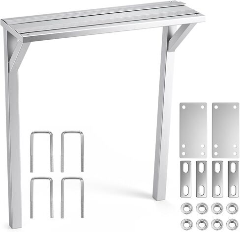 Wesiti Boat Lift Step-Over Platform, 28 x 9 Inch Heavy Duty Marine Boarding Step for Dock and Lift Frame, Adjustable Height Dock Steps Extension with U-Bolt Hardware, Slip-Resistant Surface, Silver in Kuwait