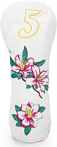 Golf Club Covers Azalea Embroidery Putter Headcover Driver Cover Fairway Wood Headcover Hybrid Cover Leather Mallet Putter Covers Blade with Magnetic Closure for Most Brand, White in Kuwait